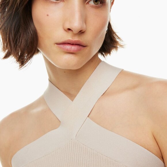 Aritzia Babaton Sculpt Knit Criss Cross Cropped Tank (Rich Mocha Brown) - Picture 3 of 8